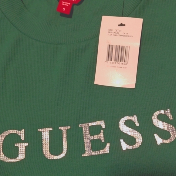 NWT - GUESS Eliza Rhinestone Logo Tank Top - Picture 4 of 7